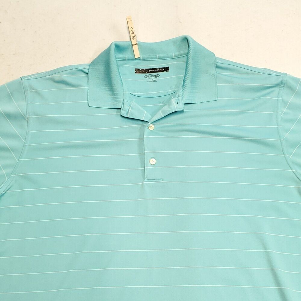 Greg Norman Casual Short Sleeve Polo Shirt Adult Mens Size Large L Blue White